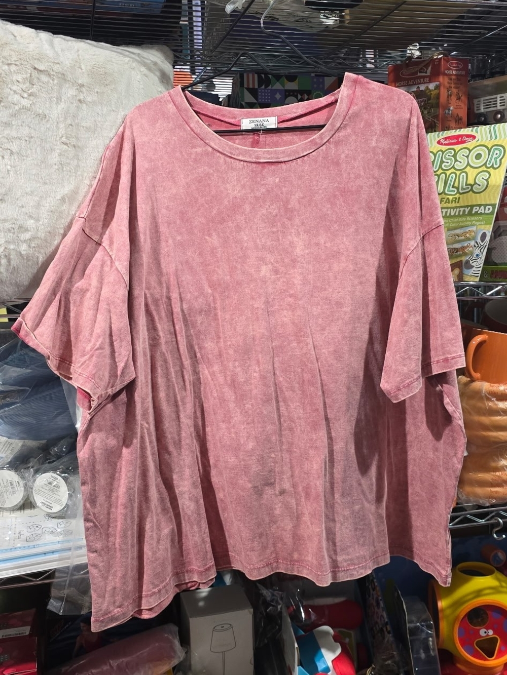 New 2X/3X Zenana Outfitters Washed Rose Pink Oversized Short Sleeve Tee